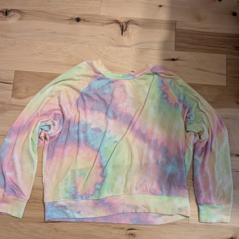 PINK By Victoria Secret Rainbow Tie die Sleepwear Long Sleeve Shirt L